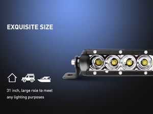 150W Flood Spot Combo Single Row Off Road LED Light Bar, 31 Inch