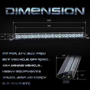 100W Super Slim Single Row LED Light Bar, 21 inch