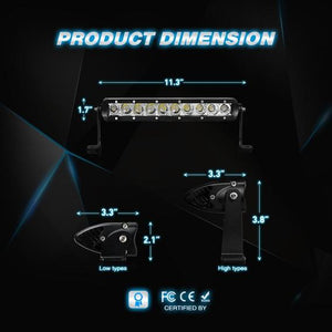 50W Super Slim Flood LED Light Bar, 11 inch, 2 Piece Kit
