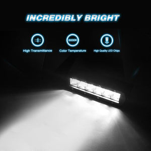 30W Super Slim Single Row Spot LED Light Bar, 7 Inch, 2 Piece Kit