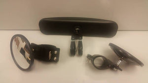 EMP 13" Wide Panoramic Rear view Mirror and (2) Round Side Mirrors for 1-3/4" Round Cages